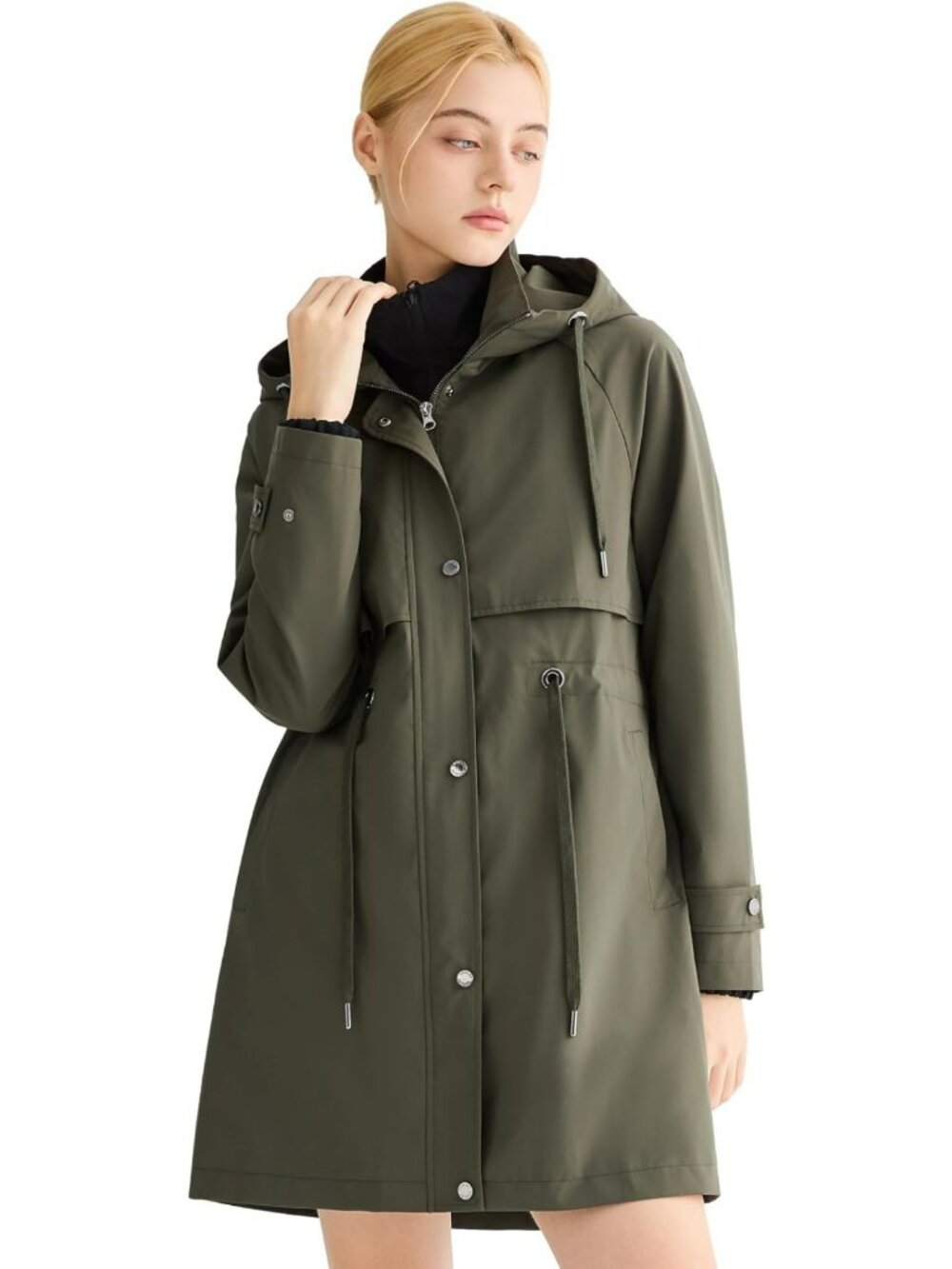 Lightweight Waterproof Hooded Rain Jacket - Long Trench Coat for Active Outdoor